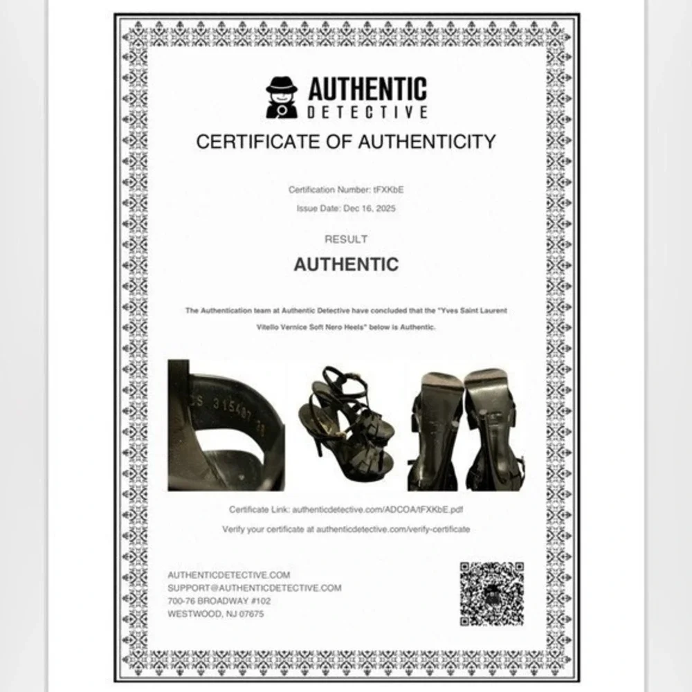 Saint Laurent Women's Nero Leather Vitello Vernice Soft Heels Size EU38 (US 8)‎ - Picture 15 of 15